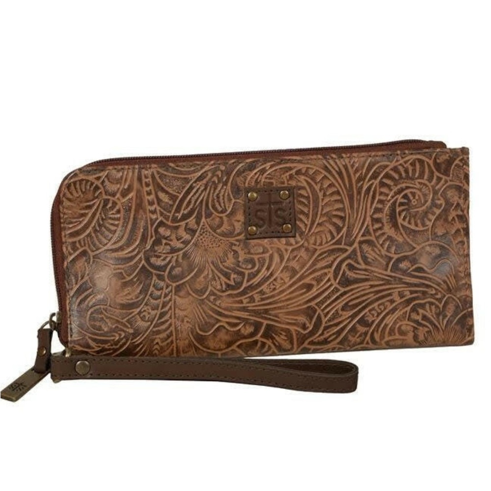 STS Ranchwear Western Boho Leather Wallet/Wristlet Clutch